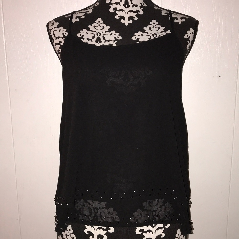 🍓black layered tank top